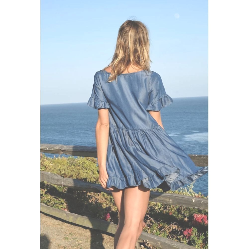 Free People Sadie Denim Tunic Size Small Dress - Light‎ and Airy - Picture 4 of 9